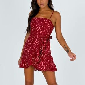 Princess Polly red polka dot dress Size 6
